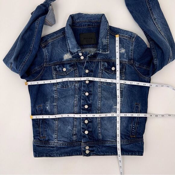 Anthropologie BLANK NYC Jean Jacket Blue Button Front Pockets Distressed - Picture 11 of 11